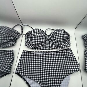 Black and White Gingham Bikini Set